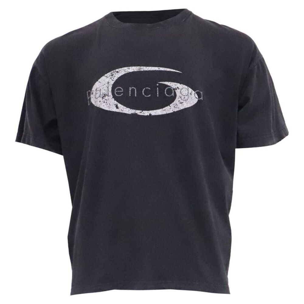 Balenciaga Loop Sports Icon Distressed Graphic T-Shirt in Black Cotton